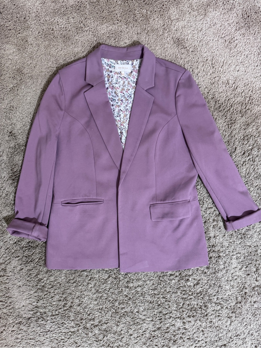 Skies Are Blue Womens Open Knit Blazer Jacket Mauve size L Career Party Classic - Picture 3 of 9
